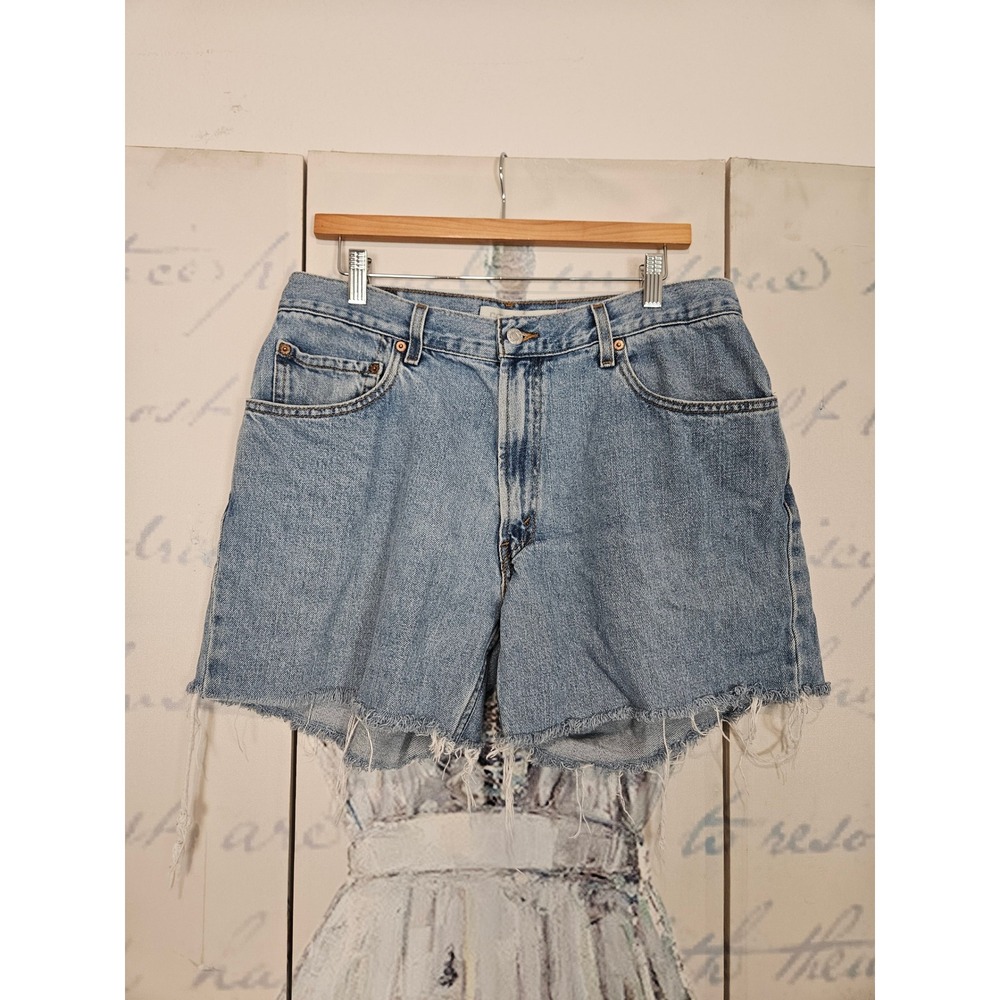 Levi's 560 Cut Off Denim Shorts 34 Blue High Waisted Relaxed Fit Vintage 90s